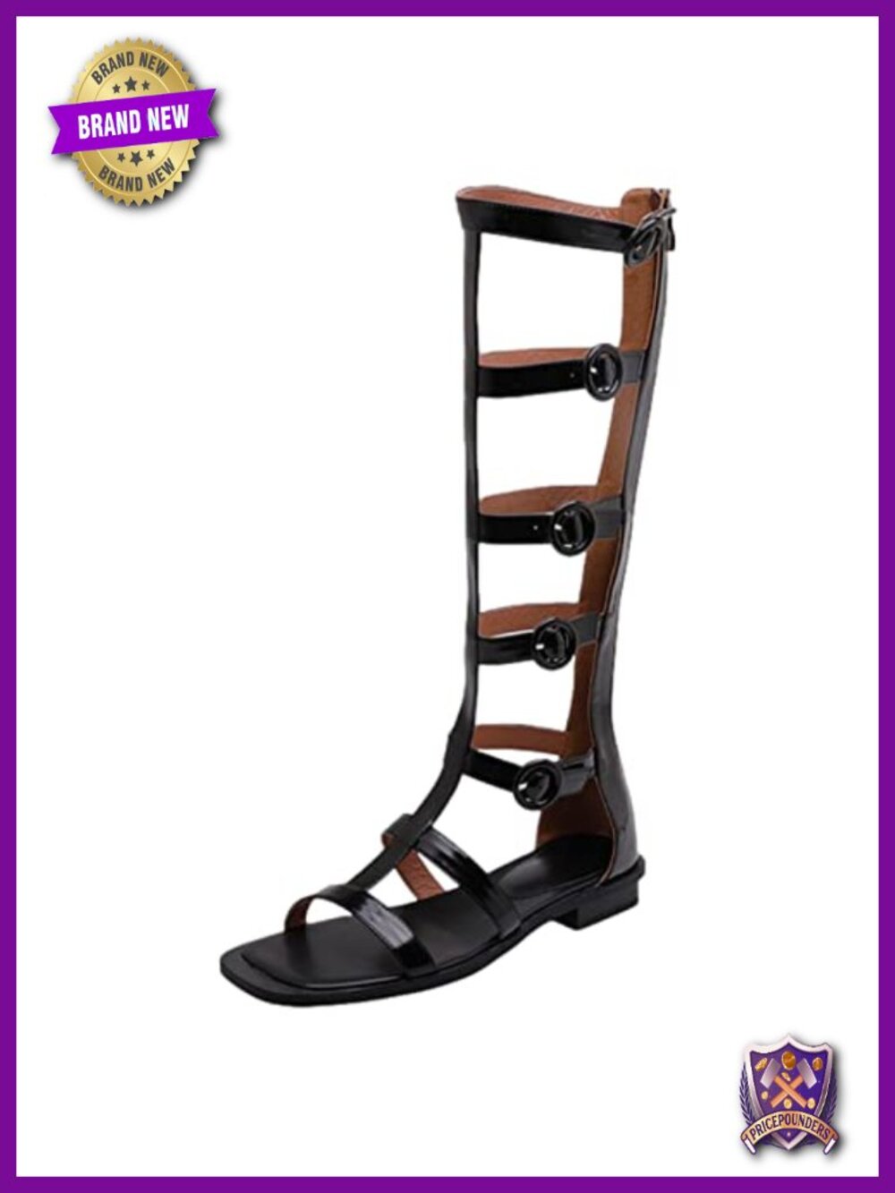 Women's Open Toe Adjustable Strappy Sandals Knee High Gladiator Boots with